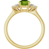 10K Gold Oval Natural Peridot & Lab-Grown Diamond Accented Ring - Yellow Gold - view 2