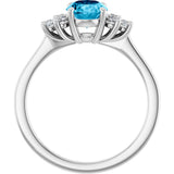 14K Gold Oval Natural Aquamarine & Lab-Grown Diamond Accented Ring - White Gold - view 2