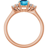 14K Gold Oval Natural Aquamarine & Lab-Grown Diamond Accented Ring - Rose Gold - view 2