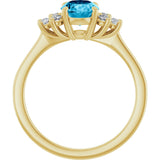 14K Gold Oval Natural Aquamarine & Lab-Grown Diamond Accented Ring - Yellow Gold - view 2