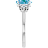 14K Gold Oval Natural Swiss Blue Topaz & Natural Diamond Accented Ring - White Gold - view 4