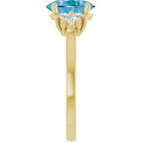 14K Gold Oval Natural Swiss Blue Topaz & Natural Diamond Accented Ring - Yellow Gold - view 4