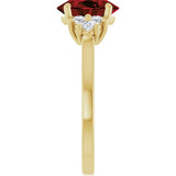 14K Gold Oval Natural Mozambique Garnet & Natural Diamond Accented Ring – 9x7mm - Yellow Gold - view 4