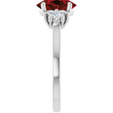 14K Gold Oval Natural Mozambique Garnet & Natural Diamond Accented Ring – 9x7mm - White Gold - view 4