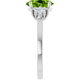 14K Gold Oval Natural Peridot & Natural Diamond Accented Ring – 9x7mm - White Gold - view 4
