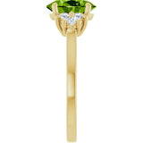 14K Gold Oval Natural Peridot & Natural Diamond Accented Ring – 9x7mm - Yellow Gold - view 4