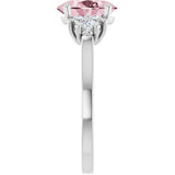 14K Gold Oval Natural Pink Morganite & Natural Diamond Accented Ring – 7x5mm - White Gold - view 4