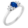 Platinum Oval Lab-Grown Blue Sapphire & Lab-Grown Diamond Accented Ring