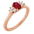 14K Gold Oval Lab-Grown Ruby & Lab-Grown Diamond Accented Ring – 6x4mm - Rose Gold