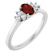10K Gold Oval Natural Mozambique Garnet & Lab-Grown Diamond Accented Ring - White Gold