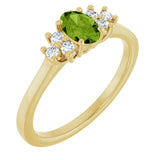 10K Gold Oval Natural Peridot & Lab-Grown Diamond Accented Ring - Yellow Gold