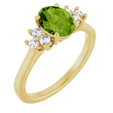10K Gold Oval Natural Peridot & Lab-Grown Diamond Accented Ring - Yellow Gold