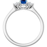 10K Gold Oval Lab-Grown Blue Sapphire & Lab-Grown Diamond Accented Ring - White Gold - view 2
