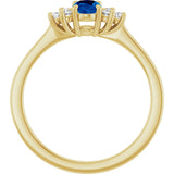 10K Gold Oval Lab-Grown Blue Sapphire & Lab-Grown Diamond Accented Ring - Yellow Gold - view 2