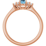 14K Gold Oval Natural Sky Blue Topaz & Lab-Grown Diamond Accented Ring - Rose Gold - view 2