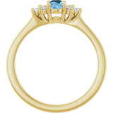 10K Gold Oval Natural Sky Blue Topaz & Lab-Grown Diamond Accented Ring - Yellow Gold - view 2