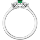 10K Gold Oval Lab-Grown Emerald & Lab-Grown Diamond Accented Ring - White Gold - view 2