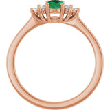 14K Gold Oval Lab-Grown Emerald & Lab-Grown Diamond Accented Ring – 6x4mm - Rose Gold - view 2