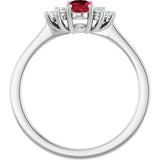 10K Gold Oval Lab-Grown Ruby & Lab-Grown Diamond Accented Ring - White Gold - view 2