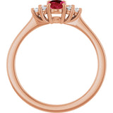 14K Gold Oval Lab-Grown Ruby & Lab-Grown Diamond Accented Ring – 6x4mm - Rose Gold - view 2