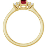 10K Gold Oval Lab-Grown Ruby & Lab-Grown Diamond Accented Ring - Yellow Gold - view 2