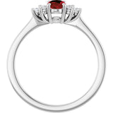 10K Gold Oval Natural Mozambique Garnet & Lab-Grown Diamond Accented Ring - White Gold - view 2
