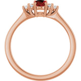 14K Gold Oval Natural Mozambique Garnet & Lab-Grown Diamond Accented Ring - Rose Gold - view 2