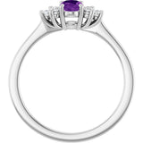 10K Gold Oval Natural Amethyst & Lab-Grown Diamond Accented Ring - White Gold - view 2