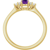 10K Gold Oval Natural Amethyst & Lab-Grown Diamond Accented Ring - Yellow Gold - view 2