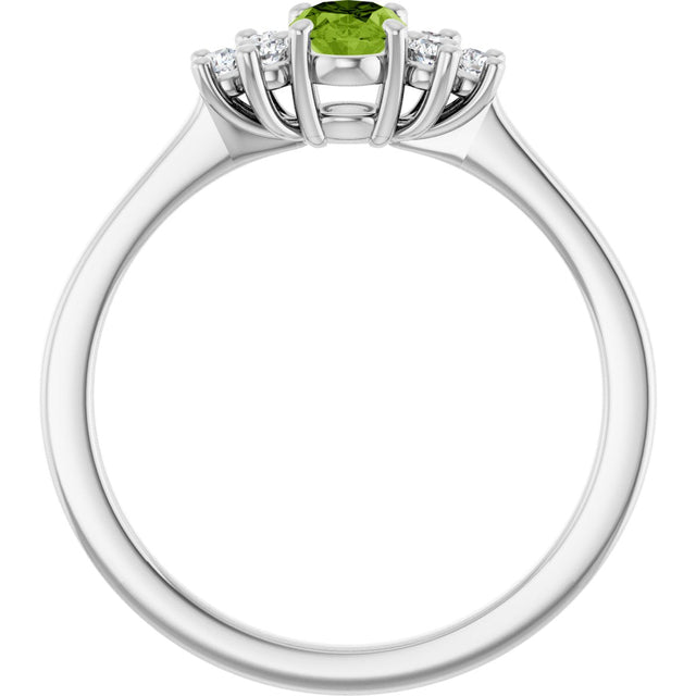 10K Gold Oval Natural Peridot & Lab-Grown Diamond Accented Ring - White Gold - view 2