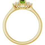 10K Gold Oval Natural Peridot & Lab-Grown Diamond Accented Ring - Yellow Gold - view 2