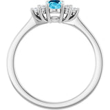 Platinum Oval Natural Aquamarine & Lab-Grown Diamond Accented Ring - view 2