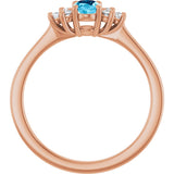 14K Gold Oval Natural Aquamarine & Lab-Grown Diamond Accented Ring - Rose Gold - view 2