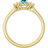 14K Gold Oval Natural Aquamarine & Lab-Grown Diamond Accented Ring - Yellow Gold - view 2