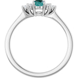 14K Gold Oval Lab-Grown Alexandrite & Natural Diamond Accented Ring - White Gold - view 2