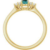 14K Gold Oval Lab-Grown Alexandrite & Natural Diamond Accented Ring - Yellow Gold - view 2