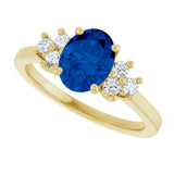 10K Gold Oval Lab-Grown Blue Sapphire & Lab-Grown Diamond Accented Ring - Yellow Gold - view 5
