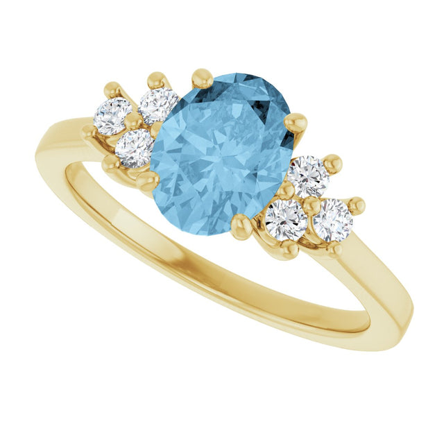 10K Gold Oval Natural Sky Blue Topaz & Lab-Grown Diamond Accented Ring - Yellow Gold - view 5