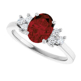 10K Gold Oval Natural Mozambique Garnet & Lab-Grown Diamond Accented Ring - White Gold - view 5