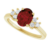 10K Gold Oval Natural Mozambique Garnet & Lab-Grown Diamond Accented Ring - Yellow Gold - view 5