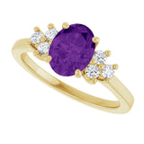 10K Gold Oval Natural Amethyst & Lab-Grown Diamond Accented Ring - Yellow Gold - view 5