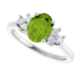 10K Gold Oval Natural Peridot & Lab-Grown Diamond Accented Ring - White Gold - view 5