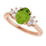 14K Gold Oval Natural Peridot & Lab-Grown Diamond Accented Ring - Rose Gold - view 5