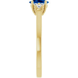 10K Gold Oval Lab-Grown Blue Sapphire & Lab-Grown Diamond Accented Ring - Yellow Gold - view 4