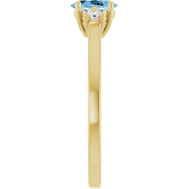 14K Gold Oval Natural Sky Blue Topaz & Lab-Grown Diamond Accented Ring - Yellow Gold - view 4