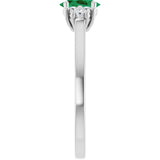 10K Gold Oval Lab-Grown Emerald & Lab-Grown Diamond Accented Ring - White Gold - view 4