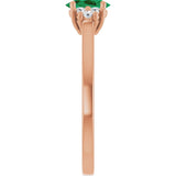 14K Gold Oval Lab-Grown Emerald & Lab-Grown Diamond Accented Ring – 6x4mm - Rose Gold - view 4