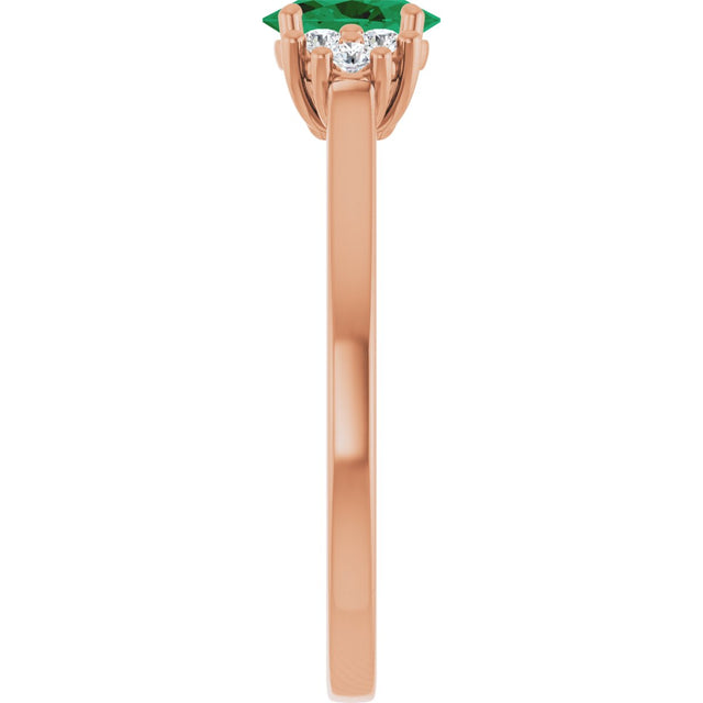 14K Gold Oval Lab-Grown Emerald & Lab-Grown Diamond Accented Ring – 6x4mm - Rose Gold - view 4