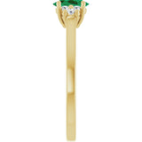 10K Gold Oval Lab-Grown Emerald & Lab-Grown Diamond Accented Ring - Yellow Gold - view 4