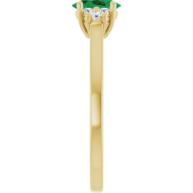 10K Gold Oval Lab-Grown Emerald & Lab-Grown Diamond Accented Ring - Yellow Gold - view 4